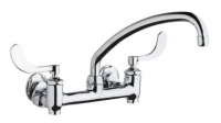Chicago Faucets 640-L9E35-317YAB Sink Faucet, 8'' Wall W/ Stops